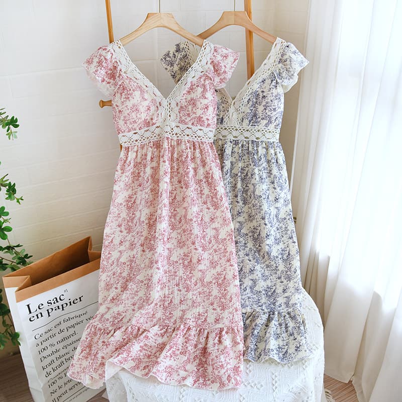 Cotton Gauze Camisole Dress Women's Set Spring Summer Thin Pure Cotton Loungewear Loose Breathable Sweat-Absorbing Plus Size