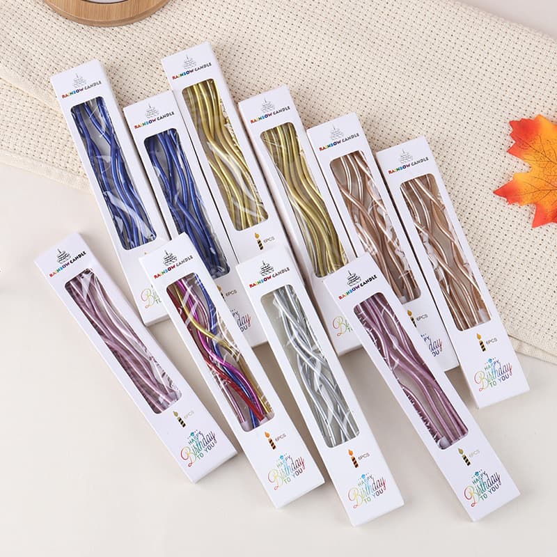 Internet celebrity curve candle cake decoration colorful gold-plated candle twist thread curved candle birthday baking supplies