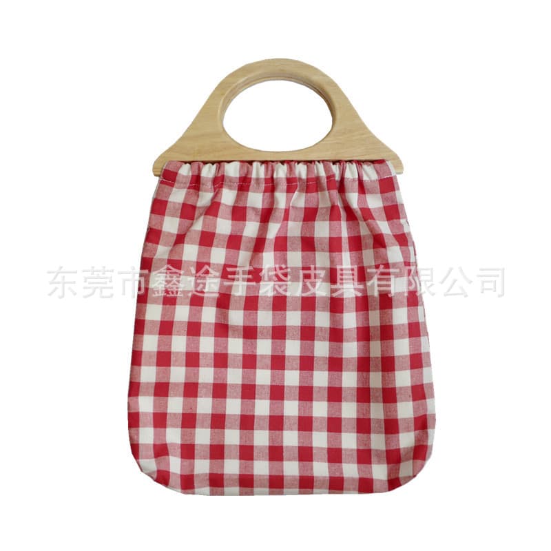 New Retro Shanghai Style Handbag, Creative Wooden Handle Handbag, Artistic Cotton and Linen Handbag
