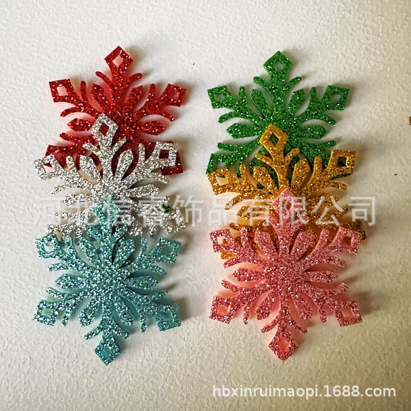 Cross-border Christmas Decoration Snowflakes, Gold Powder Hair Accessories and Hair Clip Materials, Hanging Rope Snowflakes