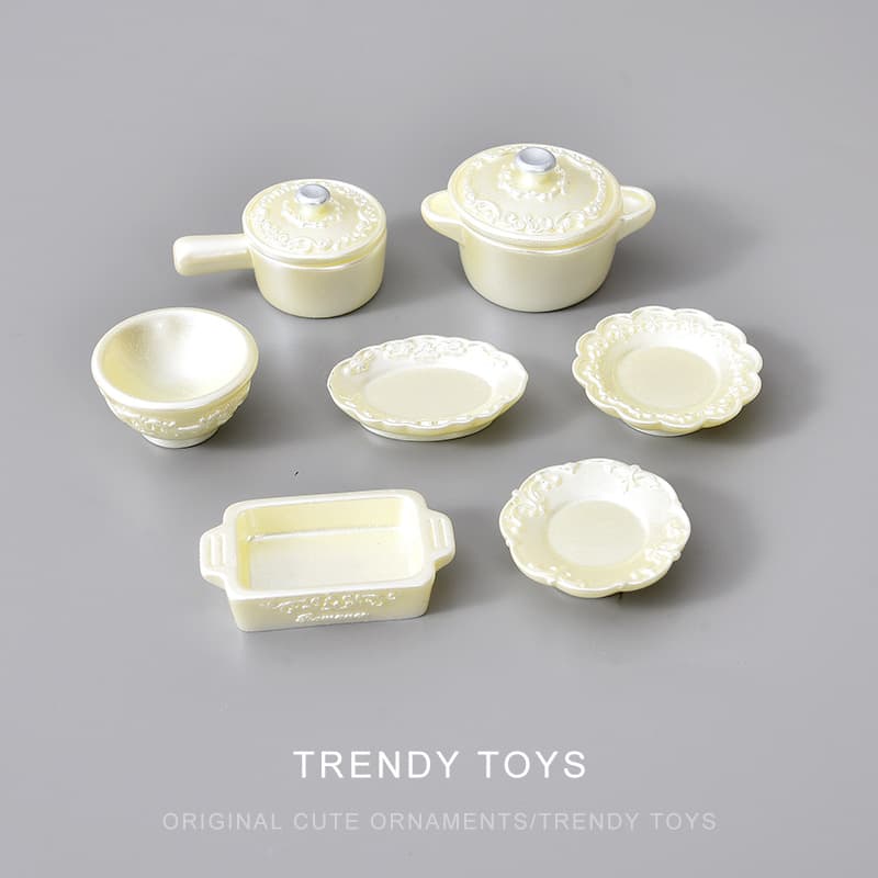 New Food Play Candy Color Ceramic Soup Bowl Mini Decoration Tableware Resin Craft Internet Celebrity Hot Blind Box