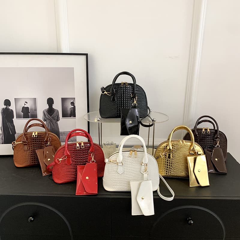 Bags Premium Crocodile Texture Shell Bag Women 2024 Spring New Simple Mother-Child Shoulder Crossbody Handbag