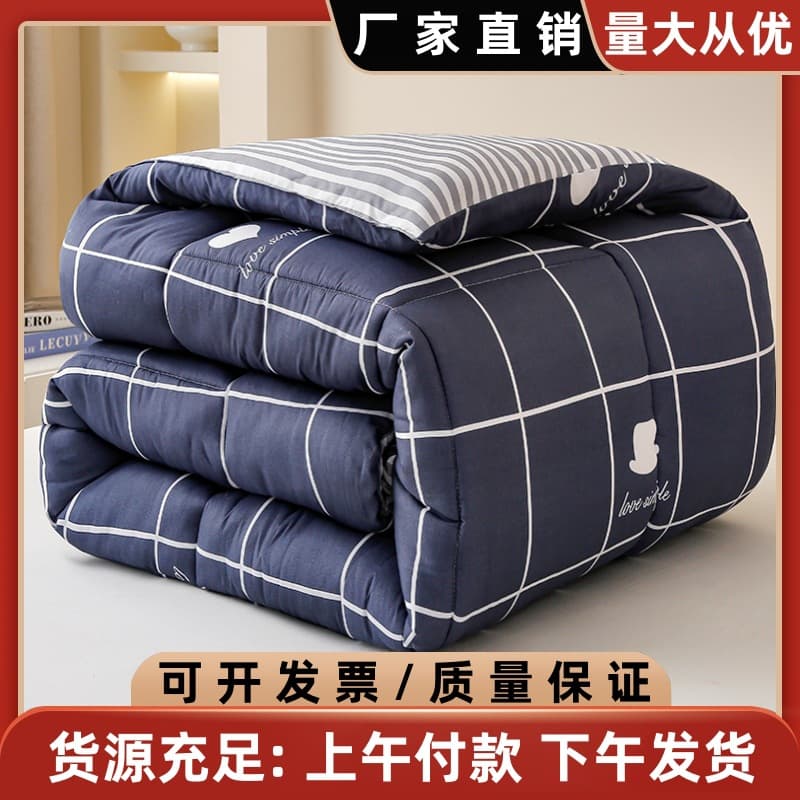 Manufacturer Wholesale Thickened Warm Winter Quilt Single Student Dormitory Cotton Quilt Double Duvet Core Bedding Four-Season Feather Silk Quilt
