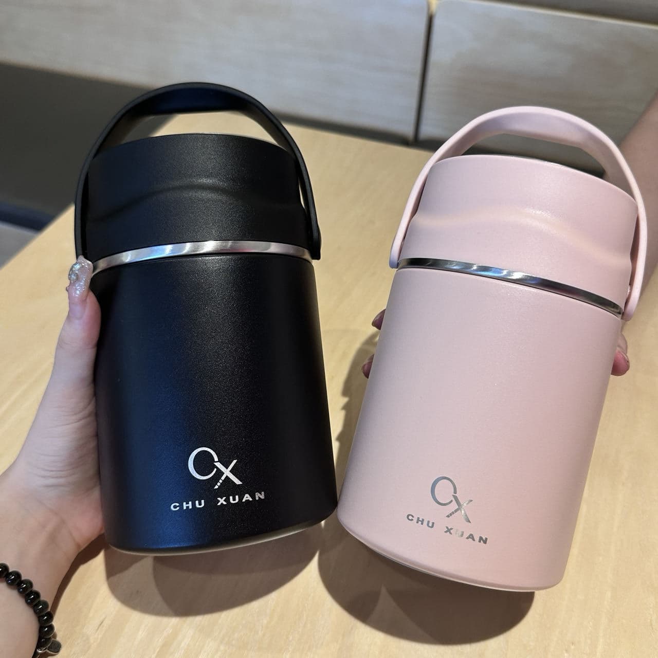 Korean-style minimalist cream-colored thermos cup for insulated porridge, multi-functional lunch box, thermal food jar, gift cup, portable thermal food container