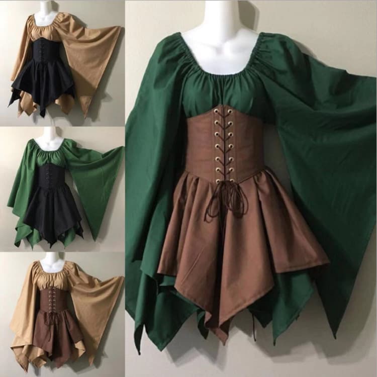 European and American Wish Anime Character Long-Sleeved Women's Renaissance Medieval Drama Dress Retro Style