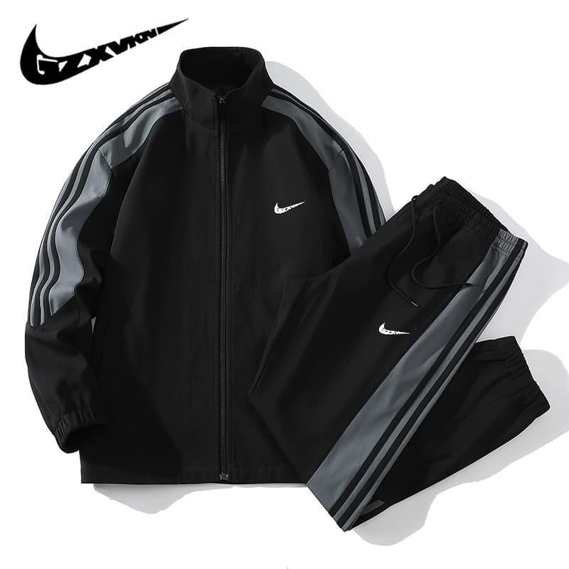 Men's 2025 Autumn Stand Collar Sports Leisure Suit Men's Cardigan Jacket Coat Running Fitness Wear Two-piece Set