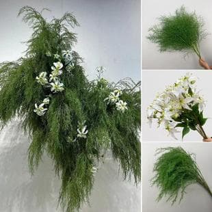 Green Artificial Flowers White-Green Wedding Decoration, Fairy Grass Asparagus Fern Green Artificial Plants for Landscaping