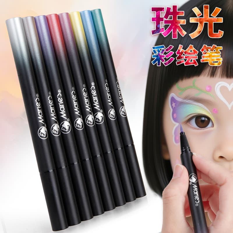 Pearlescent Face Painting Pen Set for Children, Face Paint Stamping Pens, Row Brushes, Lining Brushes, Outline Brushes, Watercolor Face Paint