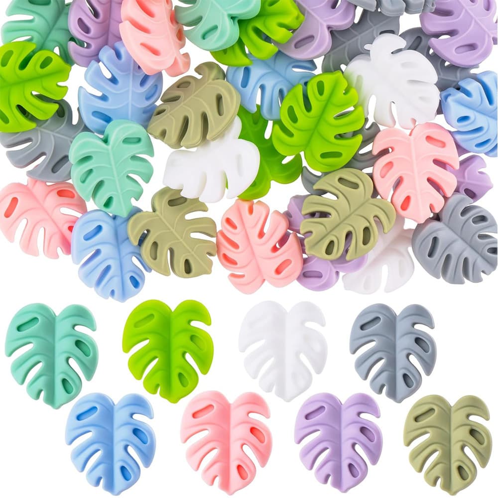 Baby DIY silicone loose beads Monstera silicone beads food grade infant teething gum beads wholesale