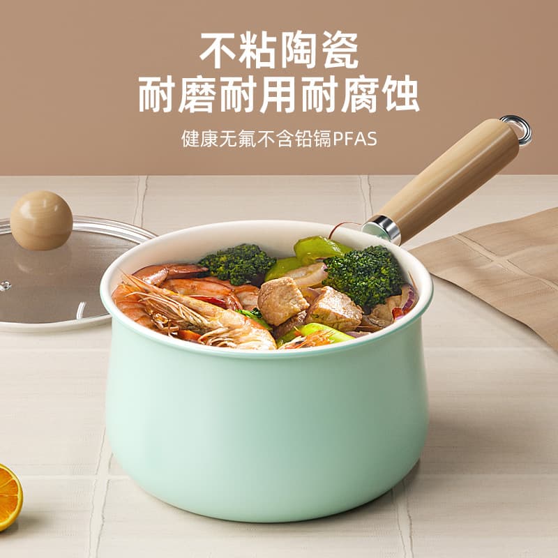 Ceramic glaze small milk pot, trending ceramic non-stick milk pot, universal stove-top mini soup pot for infant food