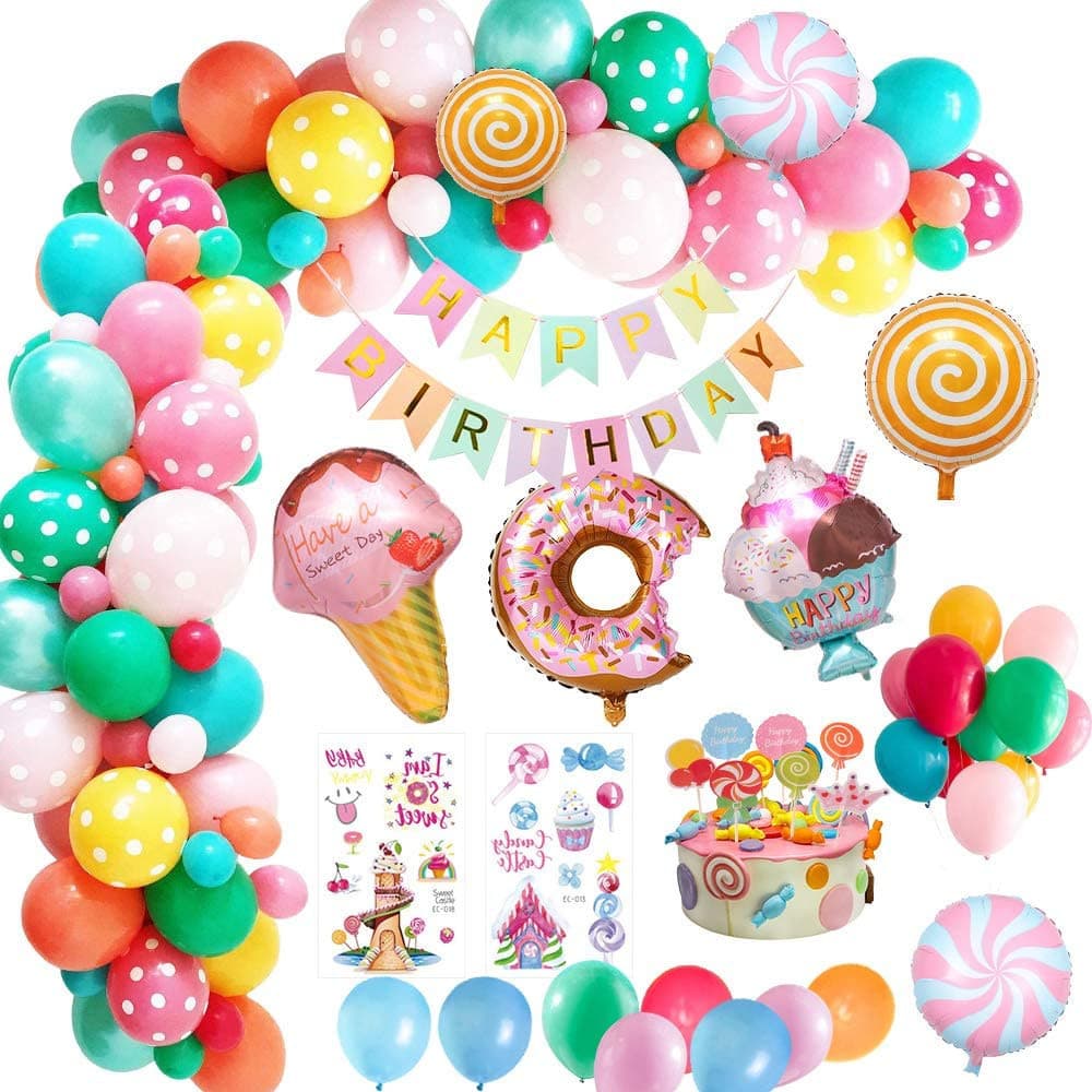 International Children's Birthday Aluminum Foil Candy Ice Cream Donut Sweet Circle Balloon Sunshine Rainbow Balloon Home Supplies