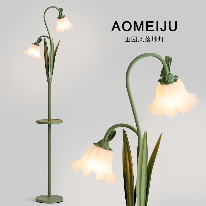 French cream style floor lamp storage rack integrated living room bedroom atmosphere light internet celebrity lily of the valley flower