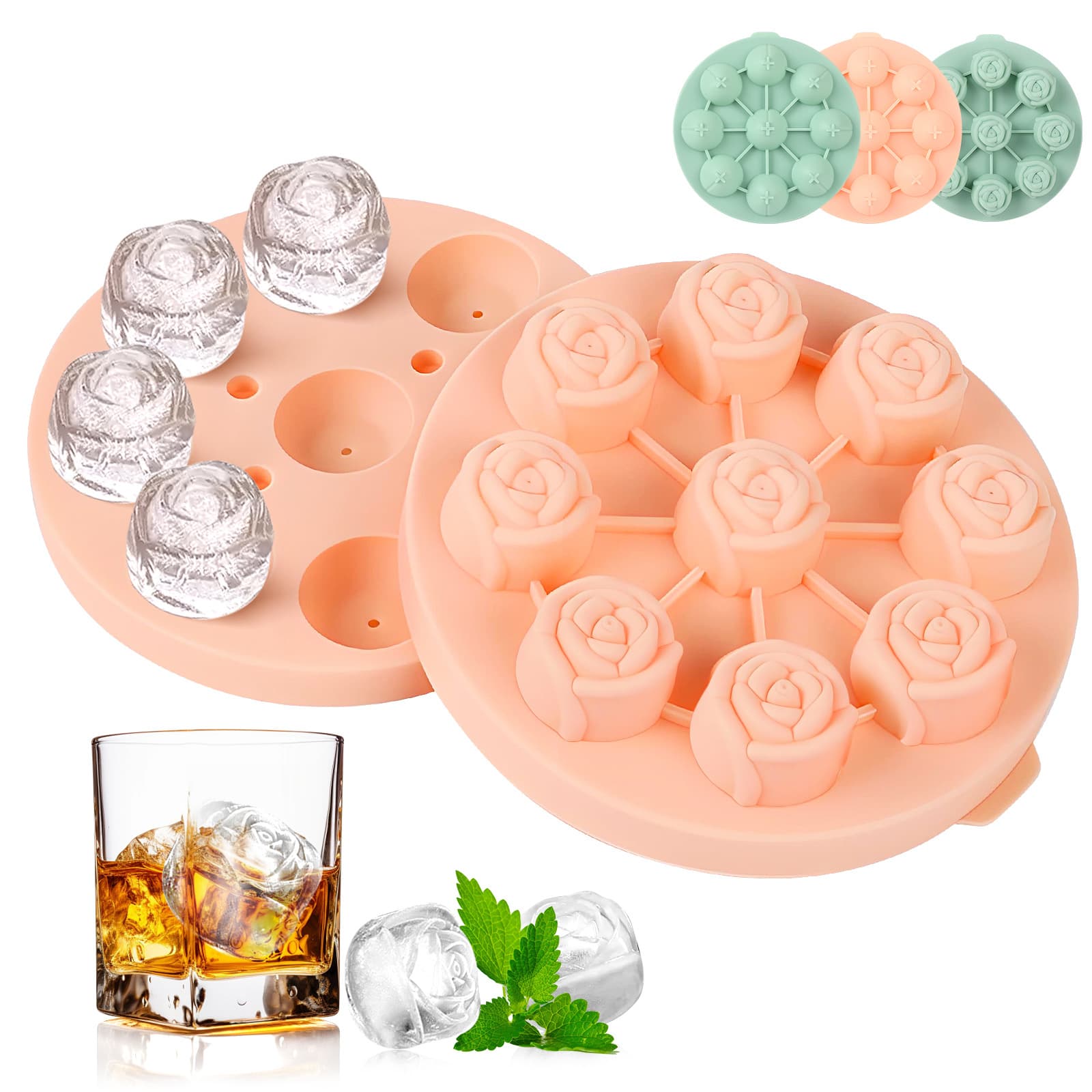 Cross-border Hot Selling Rose Ice Cube Mold Silicone Food Grade Ice Cube Tray Whiskey Ice Maker Mold
