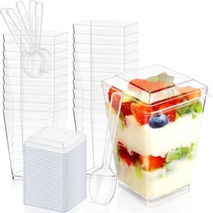 Plastic Dessert Cup with Lid and Spoon Mousse Cup Pudding Cup Disposable Ice Cream Cup Transparent Small Cup