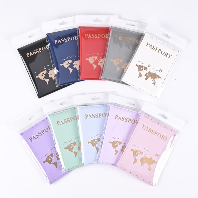New Hot Stamping PU Leather World Map Passport Cover Cross-Border Travel Passport Protector Card Holder