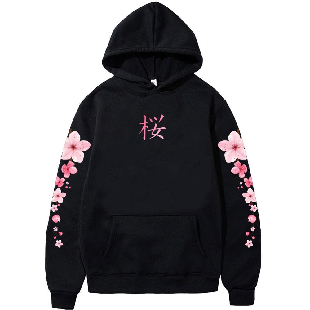 Japanese Blossom Sakura Graphic Hoodies Long Sleeve Winter H
