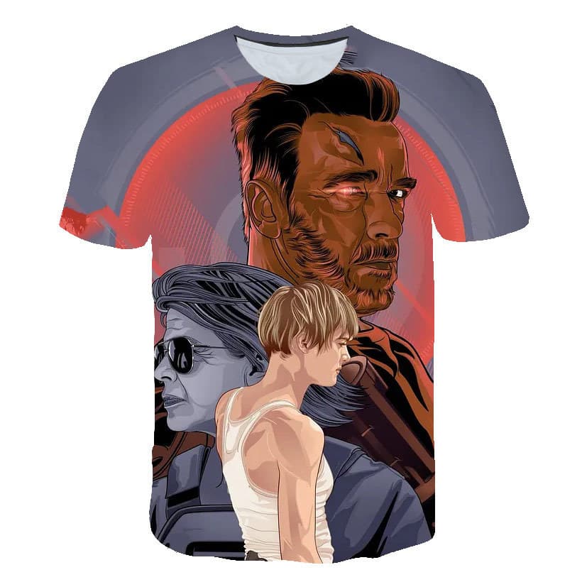 Terminator 3D Digital Print Short Sleeve Men's Streetwear Movie Character Pattern Summer Casual T-Shirt