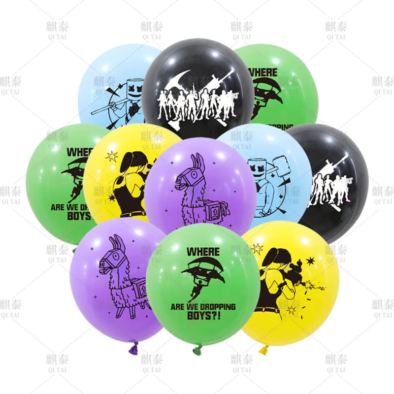 Cross-border Fortnite Game Theme Balloon Party Decoration Fortnite Latex Balloon Set