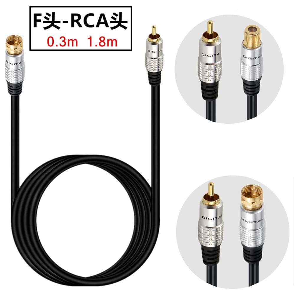Metal Shell Gold-Plated RCA Male to F Female/Male Coaxial Cable for Subwoofer Receiver Gaming Console TV Audio