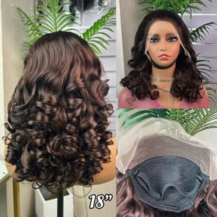 Cross-border Brown Wavy Lace Front Wig SDD Glueless Wigs 18inch 300g