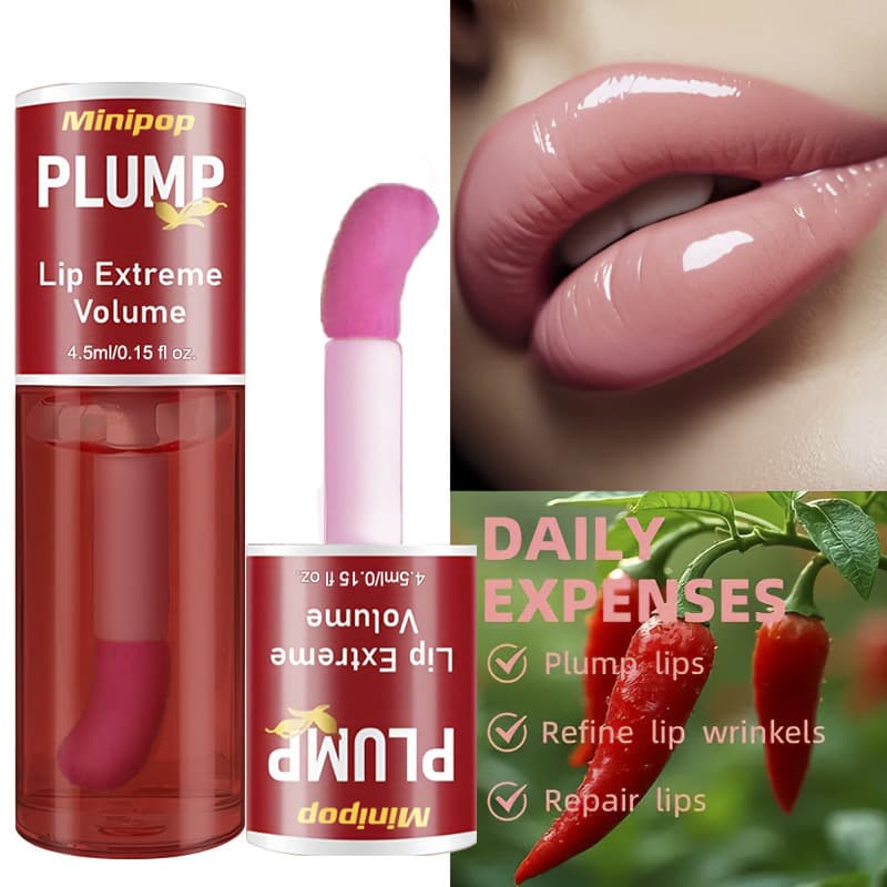 Cross-border MINIPOP Pepper Lip Plumping Oil Lip Oil LIP PLUMPER Lip Oil Essence Plumps and moisturizes lips