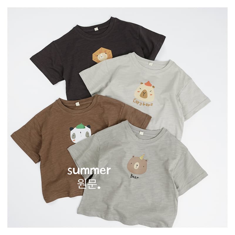 Children's Short Sleeve Korean Style New Cartoon Print Pullover Top Baby Fashionable Half Sleeve T-Shirt Summer Clothing Class A
