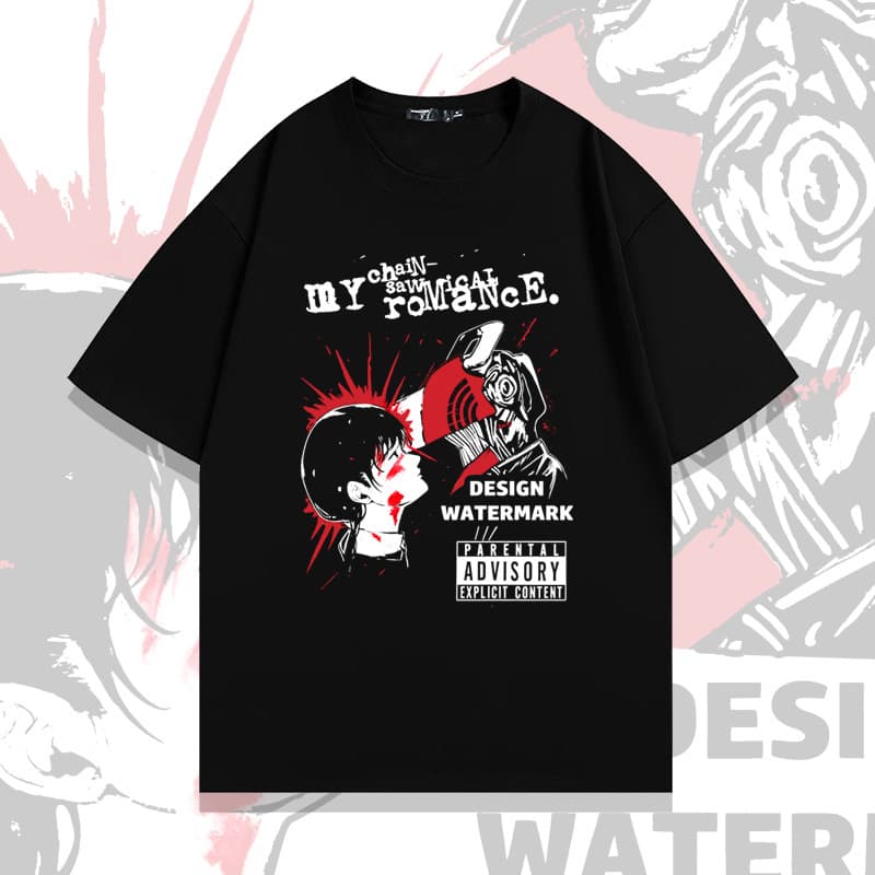 Clfc My Chemical Romance Joint Chainsaw Man Chainsaw Man Creative Rock Short-Sleeved t