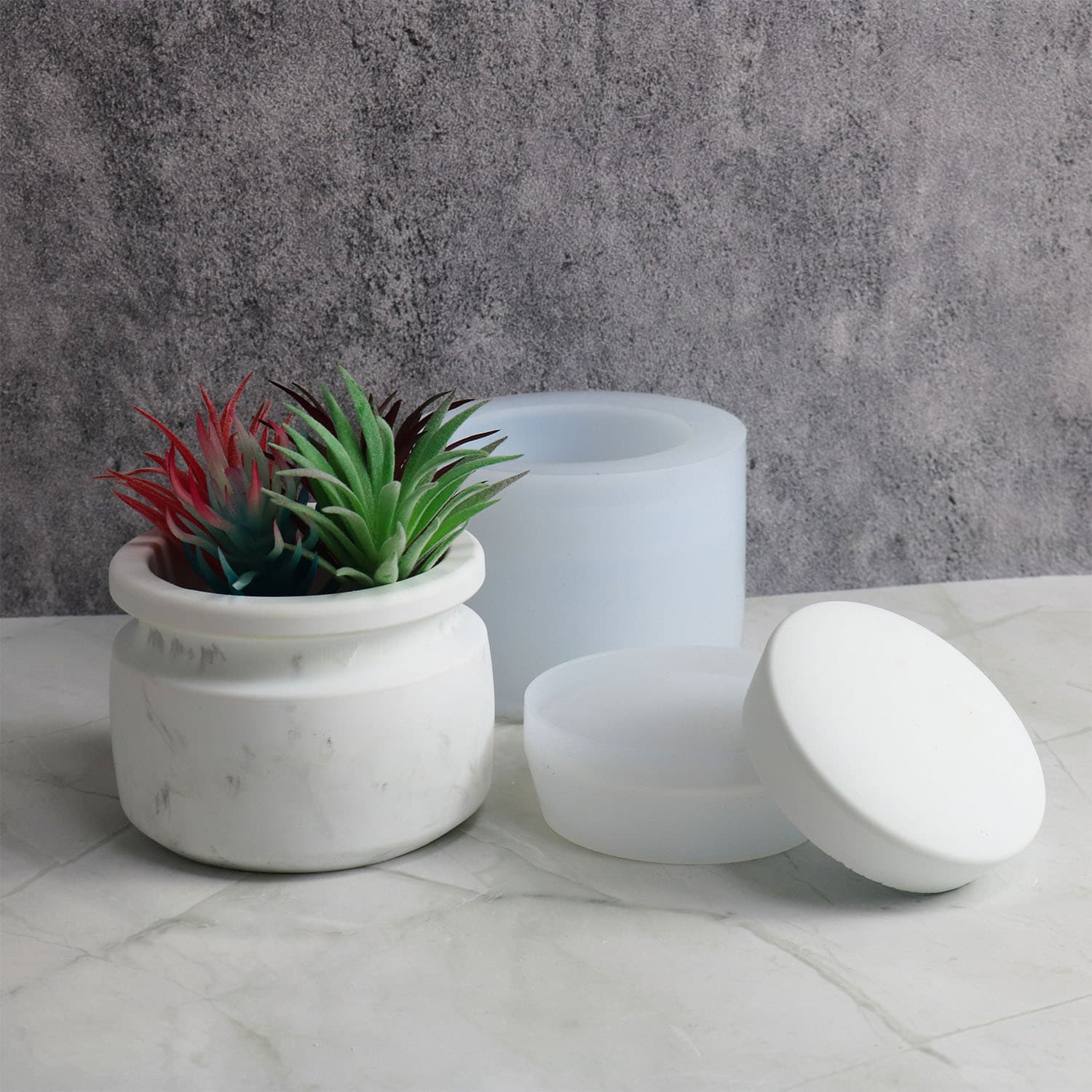 New DIY Mold Round Cement Jar Resin Mold Plaster Aroma Candle Storage Box Mold
