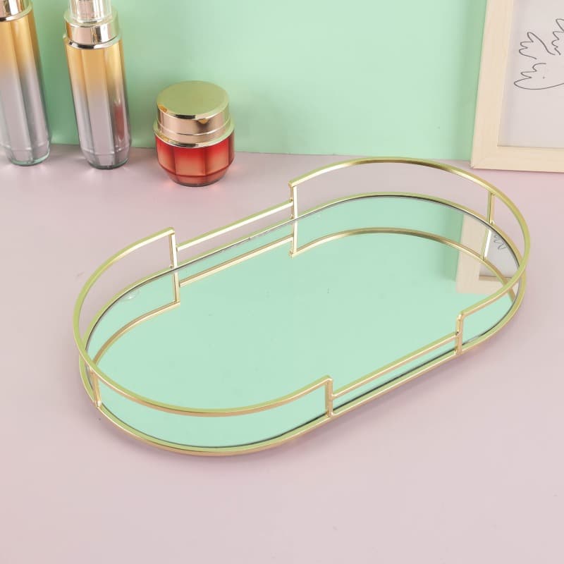 Nordic Iron Shelf Vanity Tray Bathroom Desktop Decorative Organizer Bedroom Cosmetic Mirror Tray