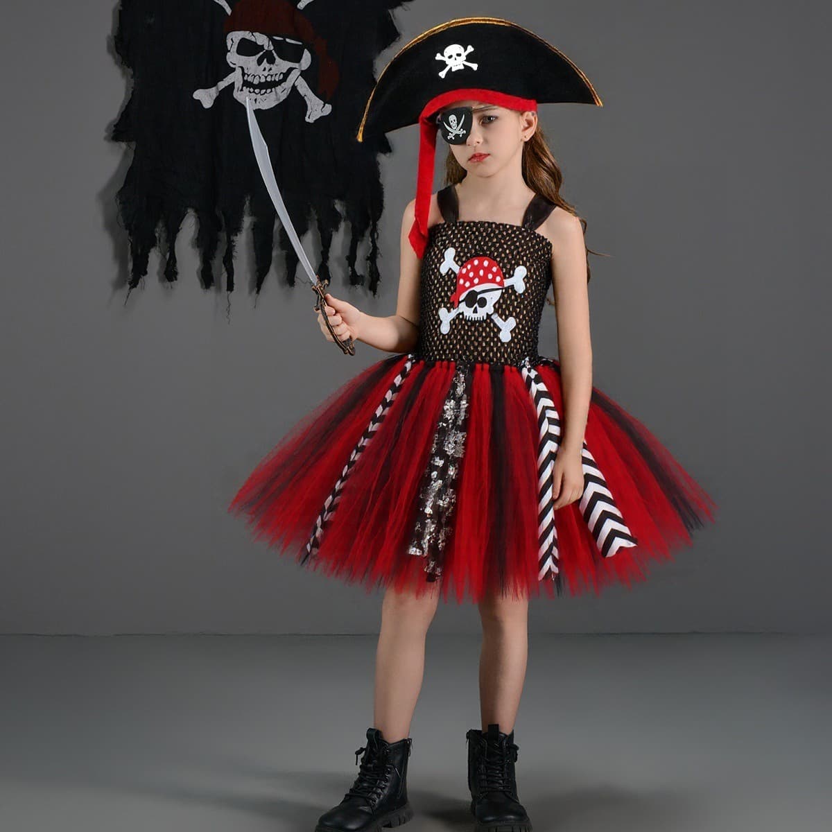 Cross-border European and American Children's Cosplay Costume Girl Pirate Dress Tutu Halloween Costume