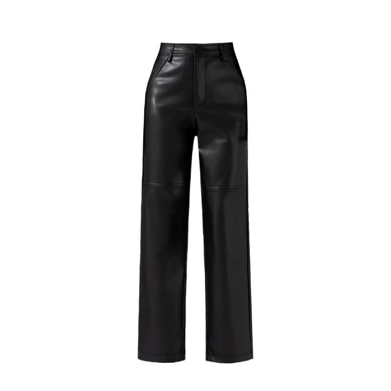 PU Leather Capri Pants for Women 2026 Fall/Winter New High-Waist Slimming Petite Straight Cigarette Pants Casual Blazer Trousers