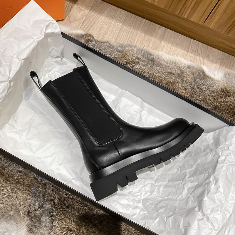 Genuine Leather Martin Boots Women Summer 2025 New Mid-Top Thick Sole Spring Autumn Chelsea Boots Short Boots Smoke Tube Boots British Style