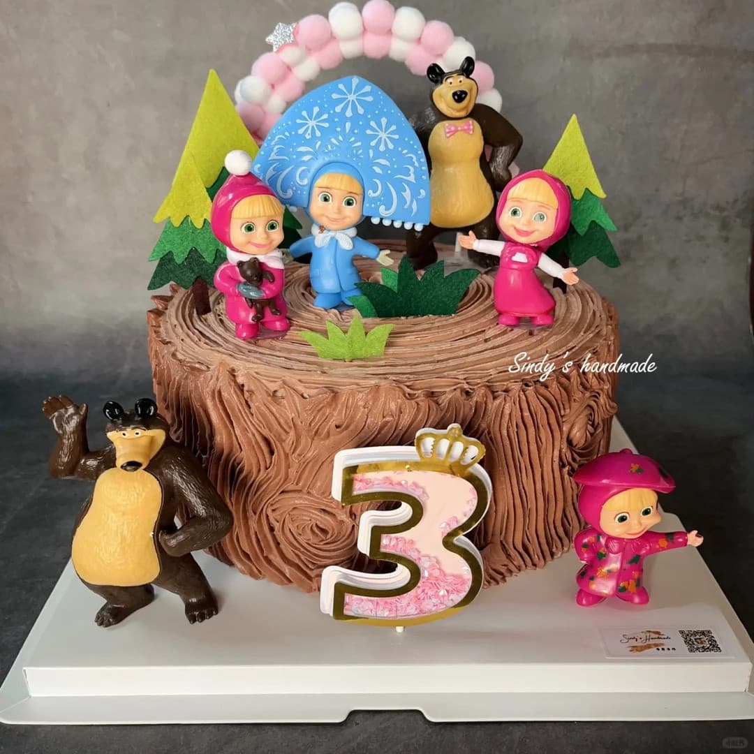 Masha and the Bear cake forest style decoration girl princess cartoon children's theme doll ornaments baking decoration plug-in
