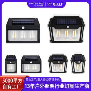 Cross-border Solar Lighting Outdoor Garden House Shape Light Waterproof Tungsten Filament Sensor Light Street Night Light
