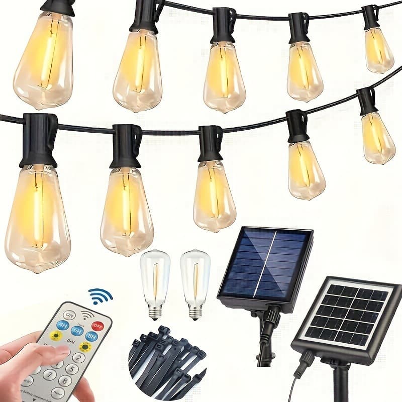 2026 New Cross-border Drop Shipping 48/60/100ft Solar String Lights (For Outdoor Bulbs)