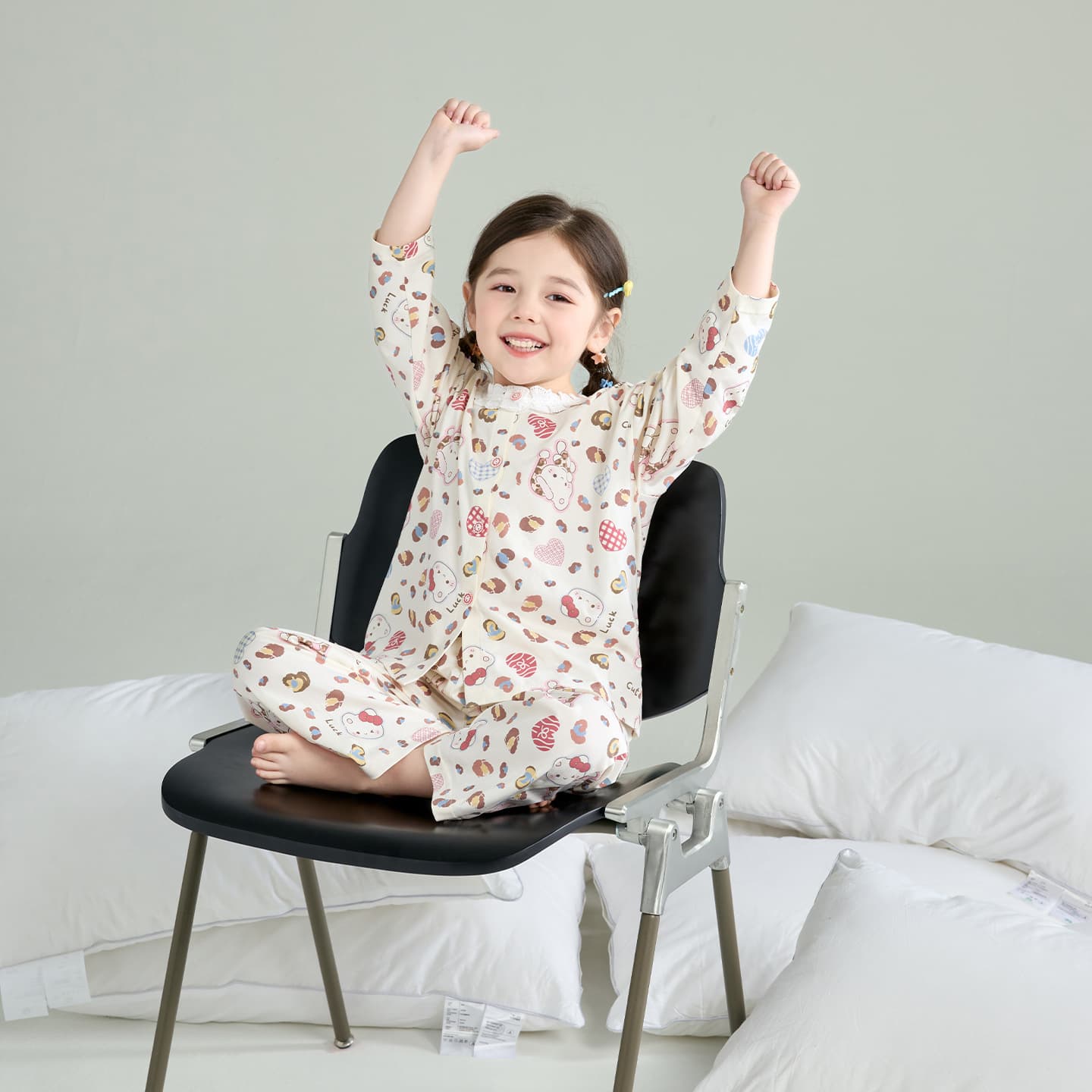 2026 Kids' Pajamas Pure Cotton Type A Girls' Spring New Style 100% Cotton Cartoon Girls' Long-Sleeved Cotton Home Clothes