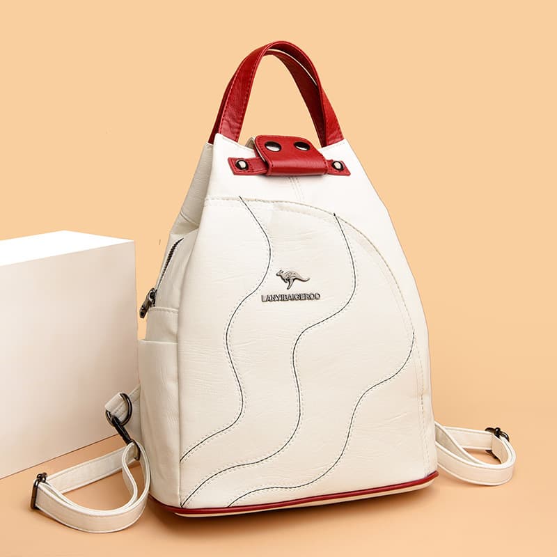 2025 Summer Autumn Fashion New Chest Bag Women Backpack Korean Vertical Patchwork Bag Casual Soft Leather Student Backpack
