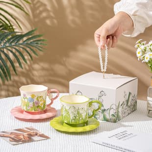 Ceramic Coffee Cup and Saucer Set Gift Box, Practical Small Gift, Annual Meeting Souvenir, High Appearance Level Mug, Light Luxury