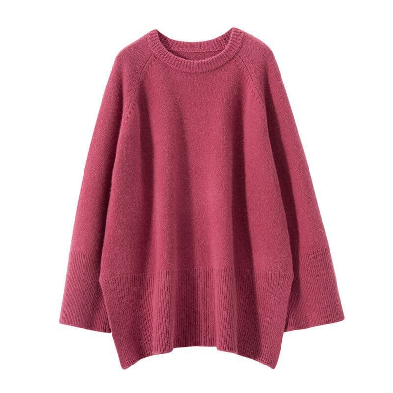 Autumn and winter 100 wool sweater design, lazy style, loose round neck, thickened sweater, dropped shoulder knitted top, foreign trade Nordic
