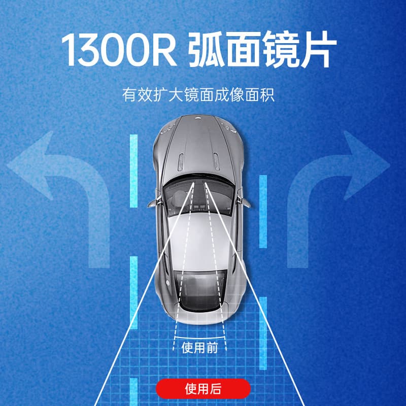 Car Reverse Blind Spot Mirror, Wide-Angle Interior Rearview Mirror, Extra-Wide Field of View, Practical