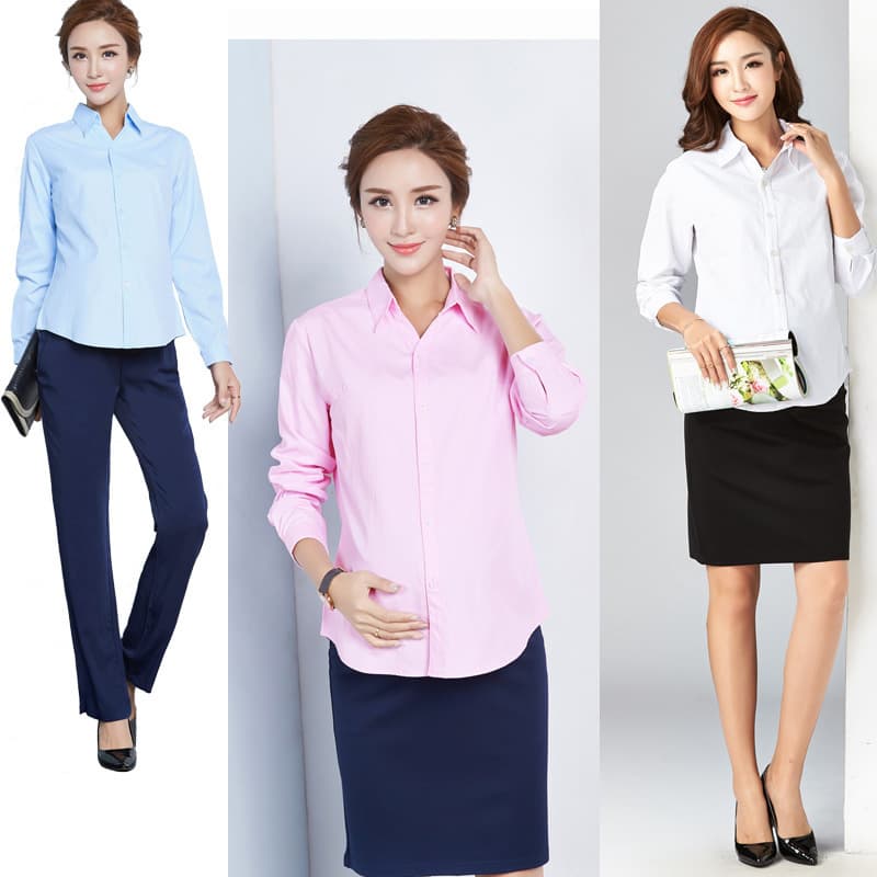 Yunshiba 3036 Maternity Long Sleeve Shirt V-Neck Maternity Work Wear Professional Blouse Spring Autumn Style Office Wear Drop Shipping
