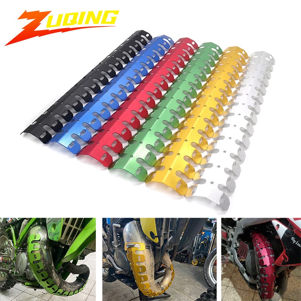 Off-road motorcycle modified universal exhaust pipe 2-flush protective heat shield aluminum alloy protective keel heat dissipation and anti-scalding