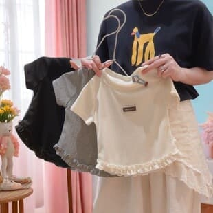 Children's Top for Girls Summer Short Sleeve T-Shirt New Fashionable Princess Clothes Summer Toddler