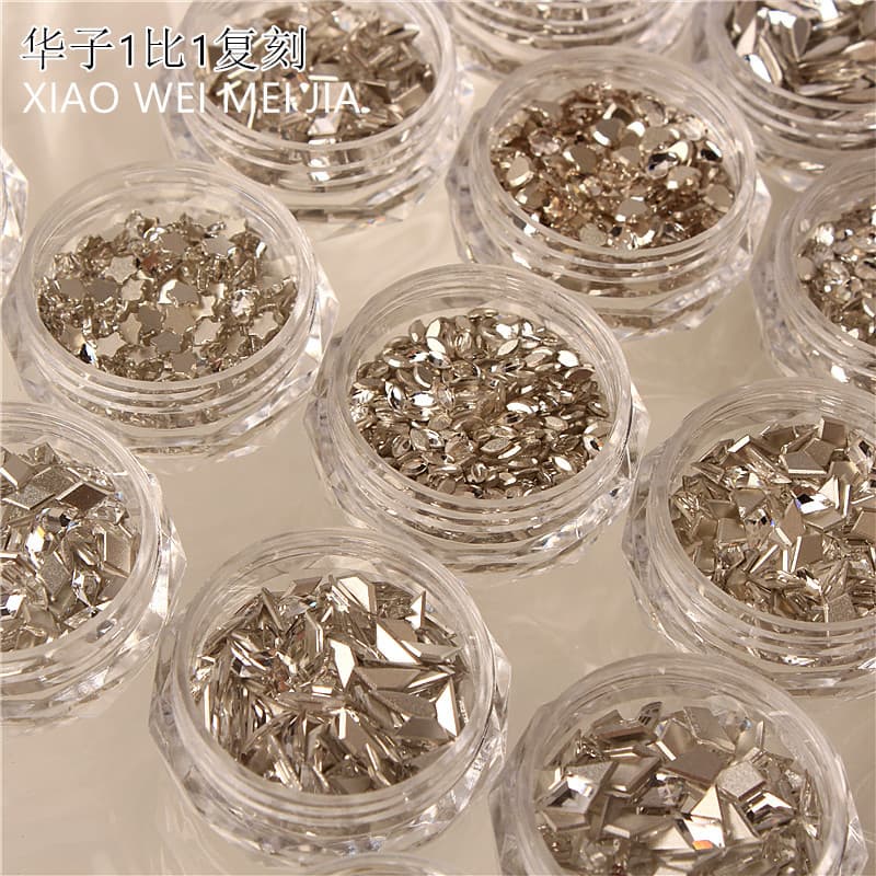 Nail Art Rhinestones Diamond Replica 1:1 Replica Beveled Small Silver White Flat Bottom Irregular Rhinestones Marquise Diamond