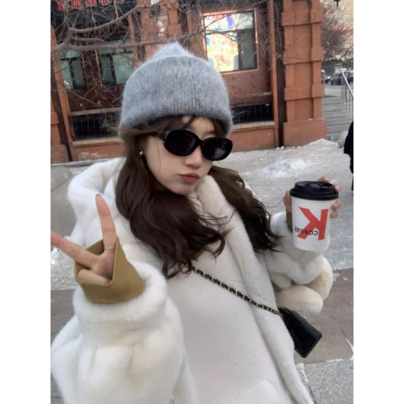 Korean Style Bear Mink Fur Coat Women Winter New Hooded Cotton Jacket Fluffy Thick Petite Cotton Coat
