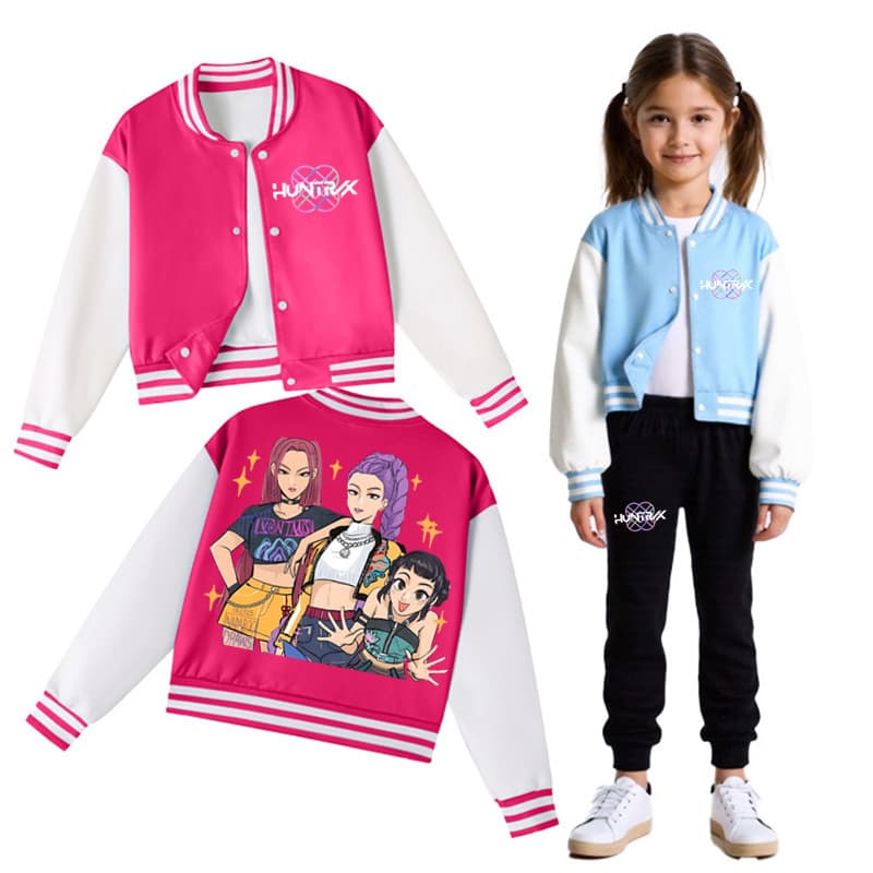 Kpop Witcher Girls Spring and Autumn Children's Short Baseball Uniform Set 4802