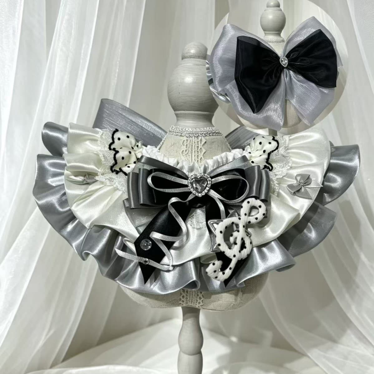 Pet Best-Selling Heavy-Duty Luxury Bib Necklace Princess Style Lolita Stretch Cloth Ragdoll Cat Sweet Bowknot
