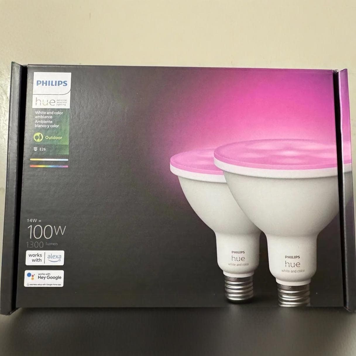 Philips Hue US version can also be used outdoors; install a simple bracket to turn it into a floor spotlight for wall washing