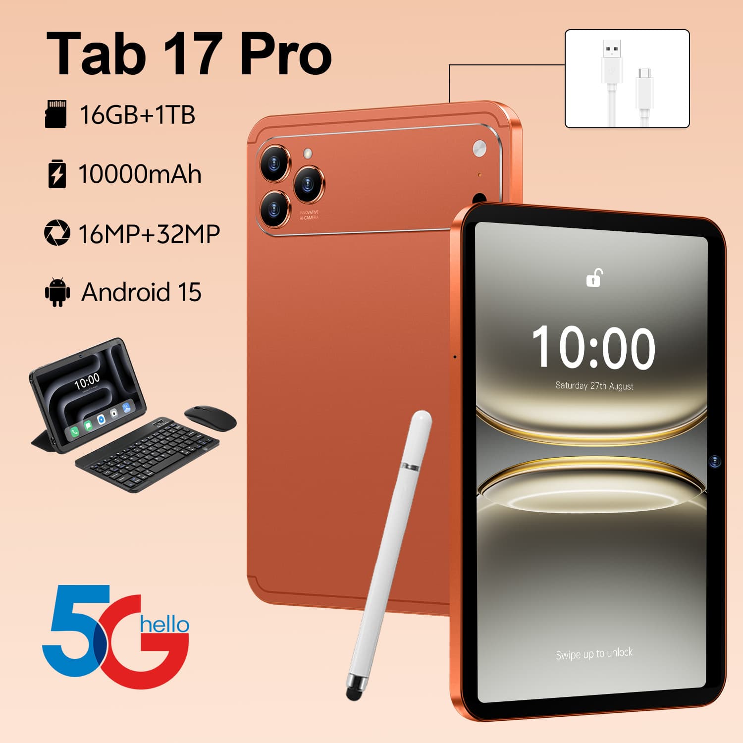 Cross-border Pad 17 Pro Android smart tablet 16+1T large screen eye protection tablet manufacturer TK can ship on behalf of