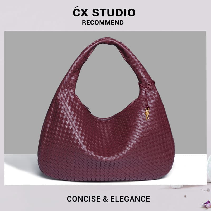 2024 New Crescent Moon Shaped Women's Handbag Handmade Knitted Dumpling Shape Versatile Fashionable European Style Shoulder Bag